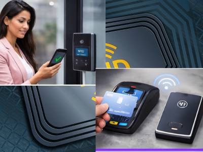 Contactless RFID payment system and NFC card reader demonstrating RFID vs NFC difference