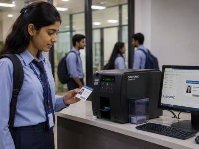 Student ID card RFID — printed and encoded Mifare smart card with student photo and chip for campus access